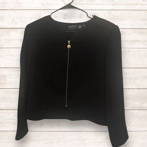 Liz Claiborne Black Women's Blouse with Gold Accent Petite Size 14